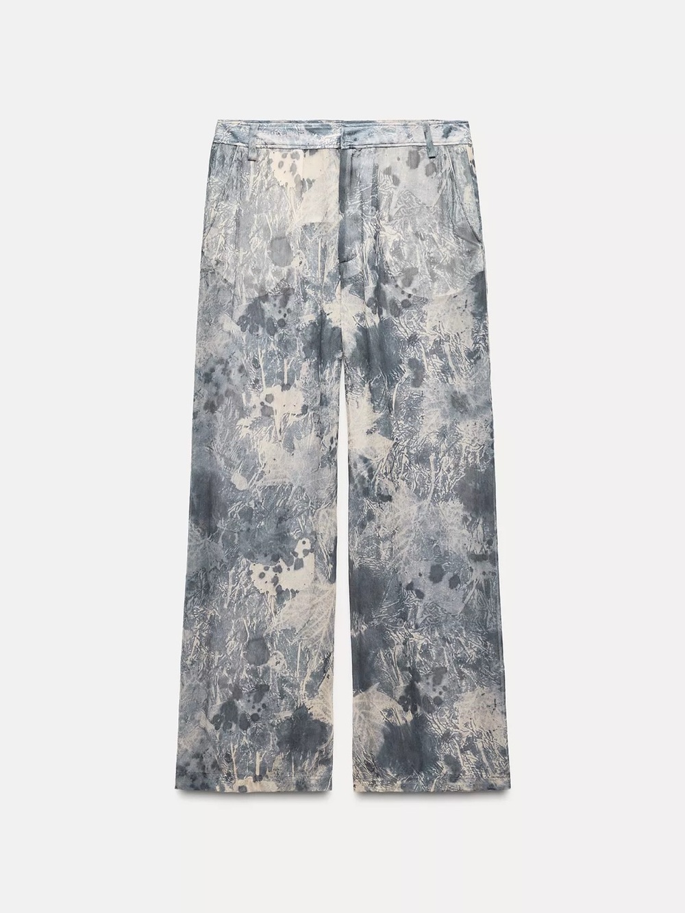Zara Wide Leg Pants in Blue and Cream Abstract Print